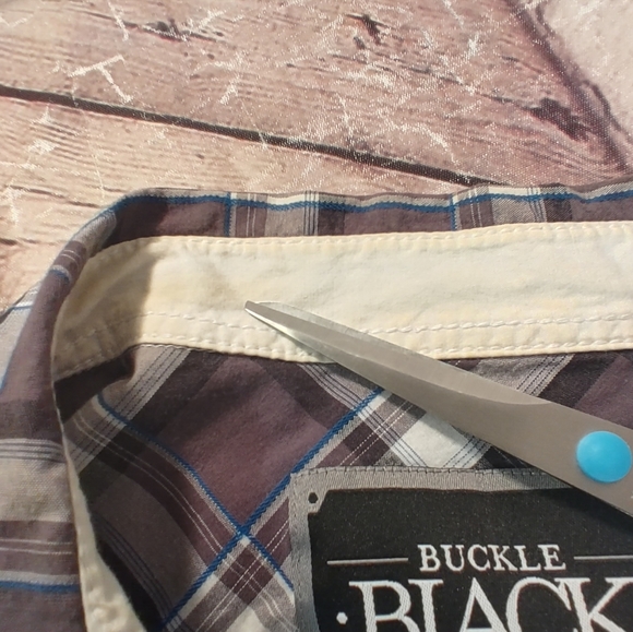 BKE Buckle BLACK Western Snap Button Plaid Grey Shirt L - Picture 6 of 16